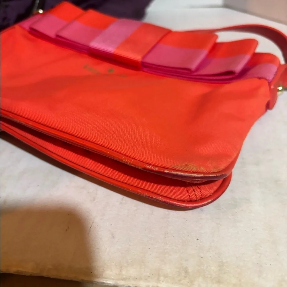 Kate spade orange & pink canvas crossbody handbag - Picture 7 of 11